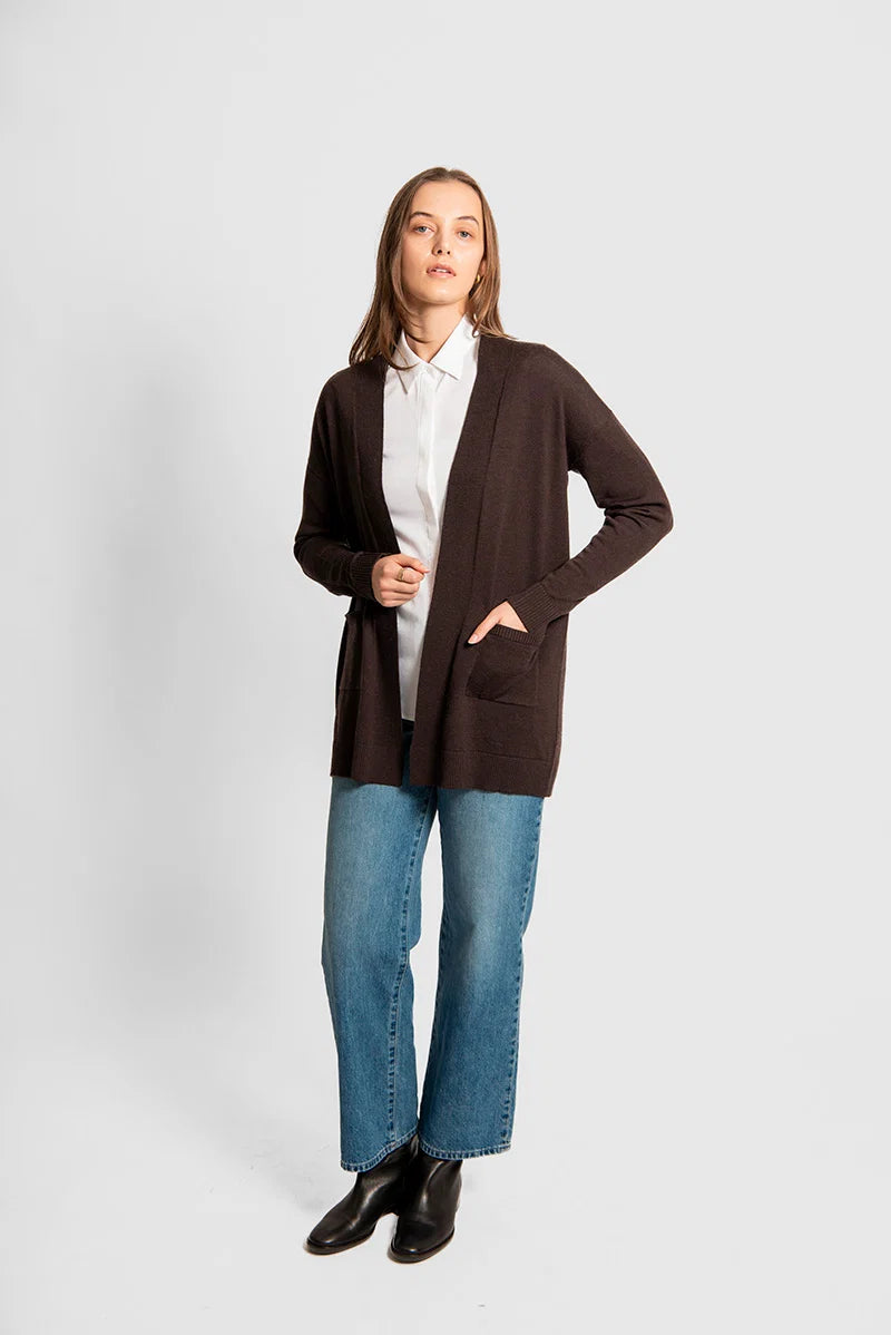 Fields - Longline Cardigan with Back Yoke and Belt