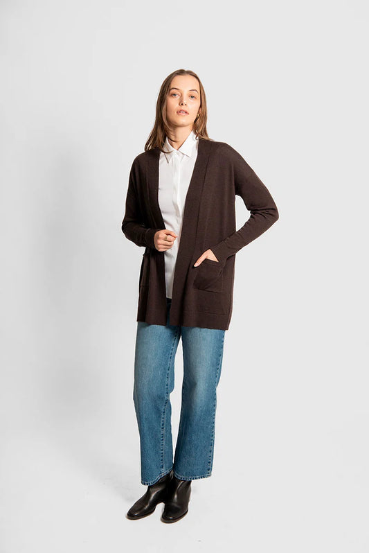 Fields - Longline Cardigan with Back Yoke and Belt