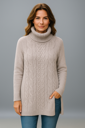 Bella Roll Neck Sweater with Line Detail