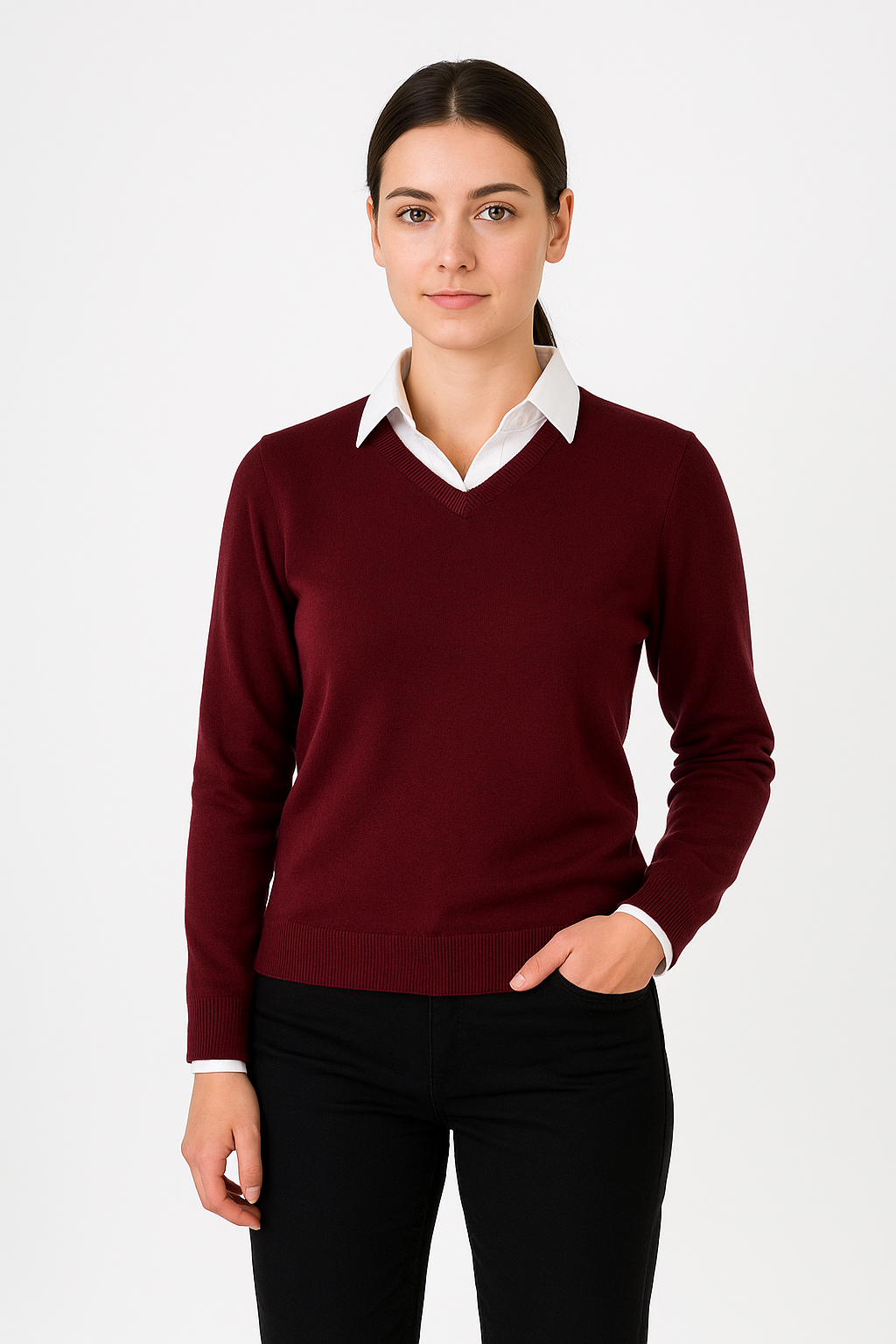 Pure Merino V-Neck Jumper Fine Gage