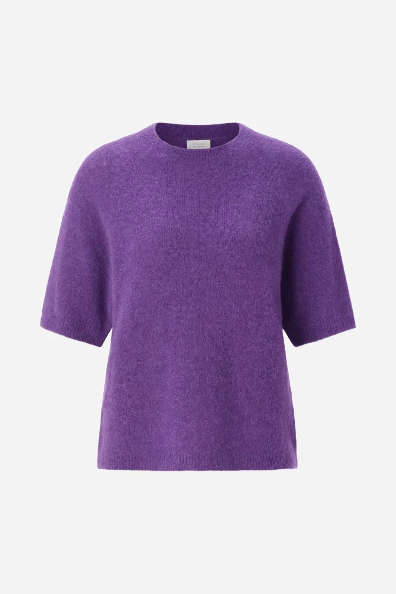 RICH & ROYAL PLUM KNITTED T-SHIRT MADE IN EUROPE