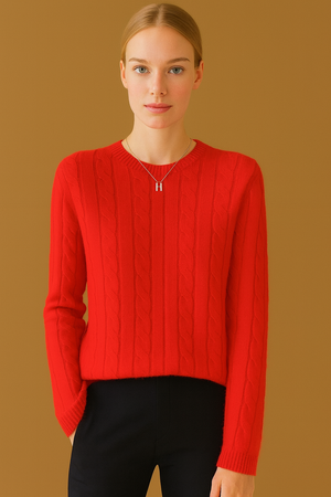 Pure Wool Cabled Crew Neck Knit on Australia