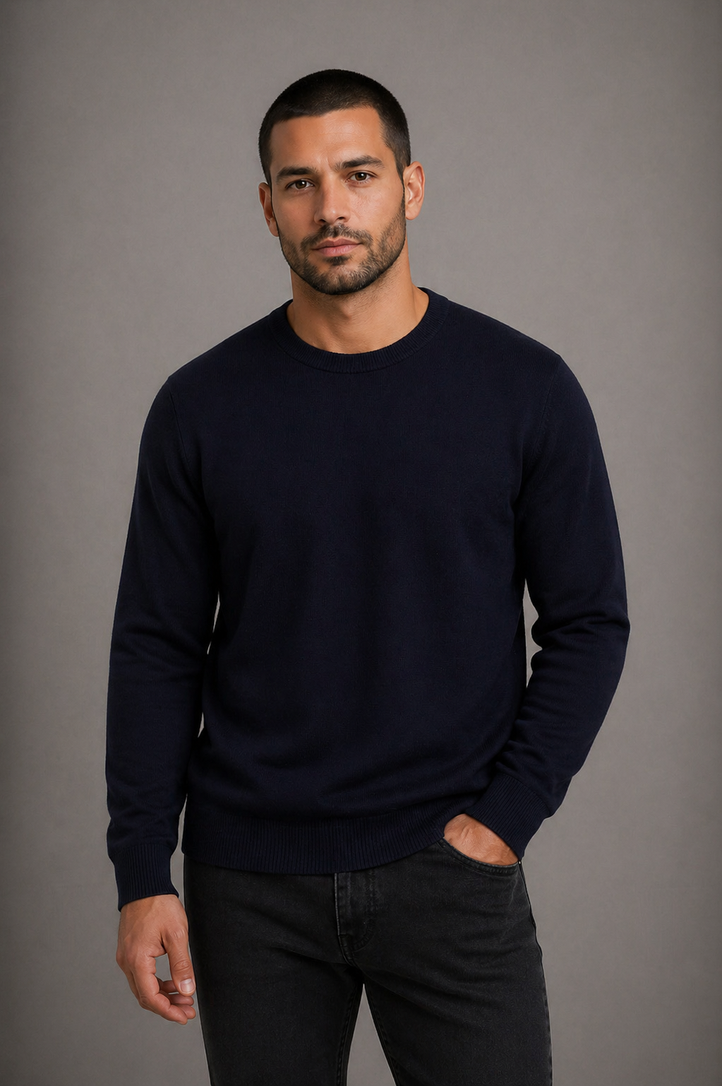Fields Classics - Crew Neck Pullover with Rib Basque