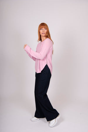 Side Zip Pullover with Curved Hem Bridge & Lord Cashmere / Merino