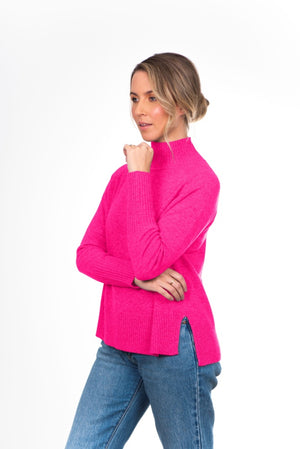 PURE CASHMERE RAGLAN SLEEVE HIGH NECK PULLOVER