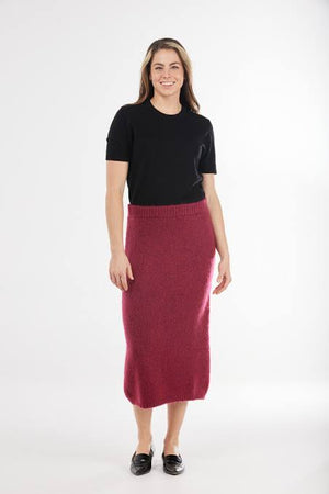 MOHAIR RIBBED KNIT SKIRT SIZE L ONLY IN RUBY PINK