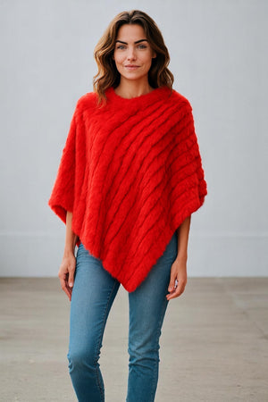 Angora Fur Knitted Natural Fur Poncho