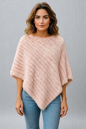 Angora Fur Knitted Natural Fur Poncho