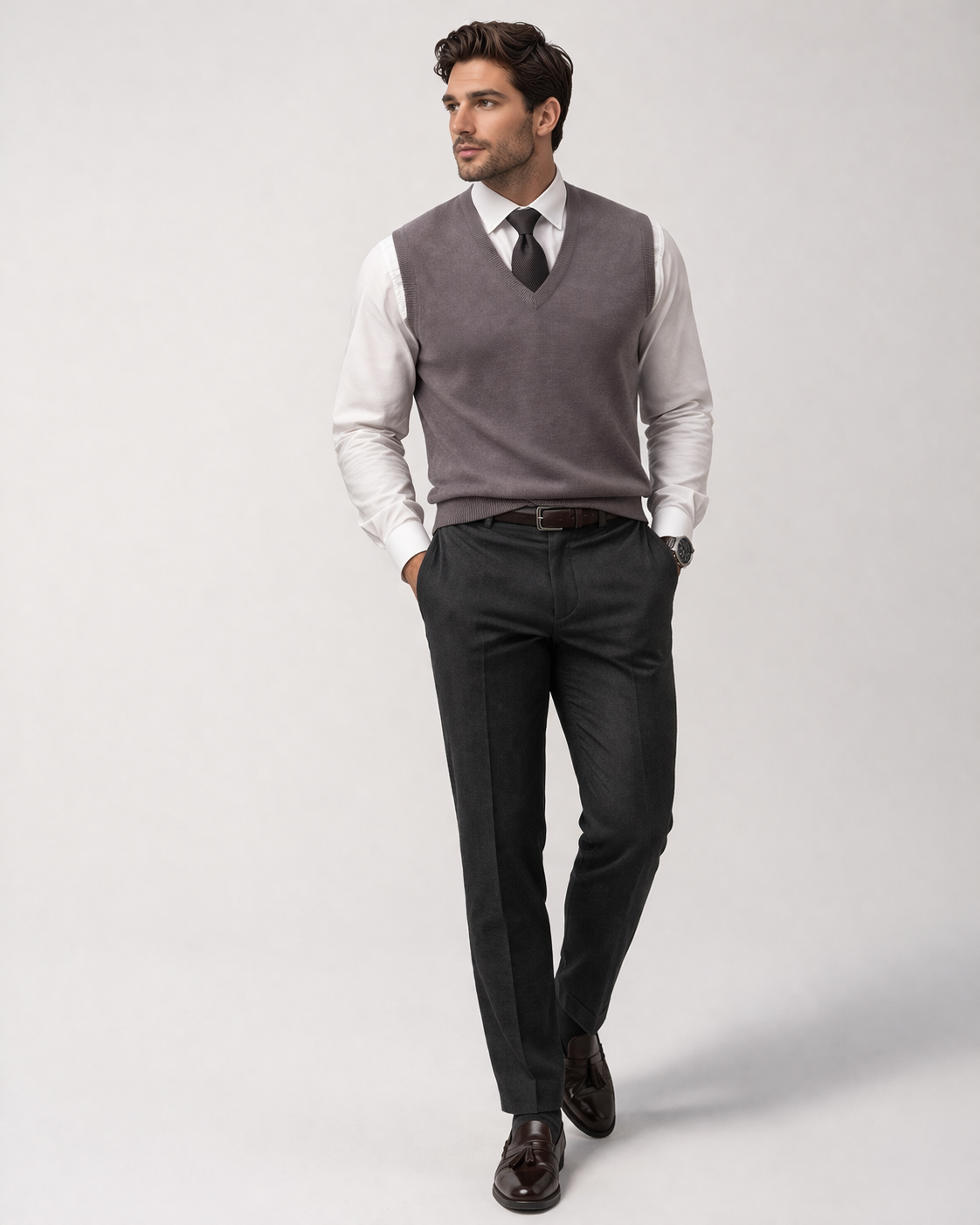 Pure Merino Wool Sleeveless Vest – Rib Basque Design