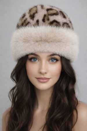 Premium Angora Furry Winter Hat leopard print