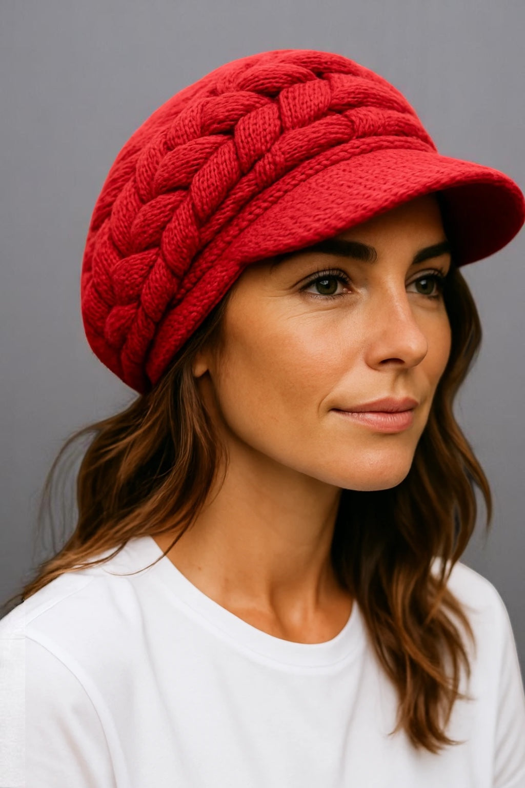 Ribbed Knit Beret Hat with Thermal Lining