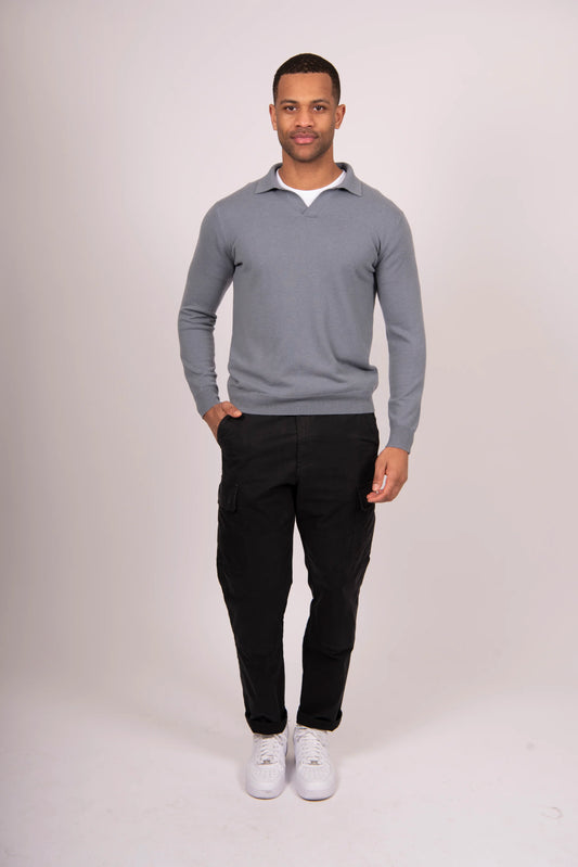 Open Collar Long Sleeve Polo