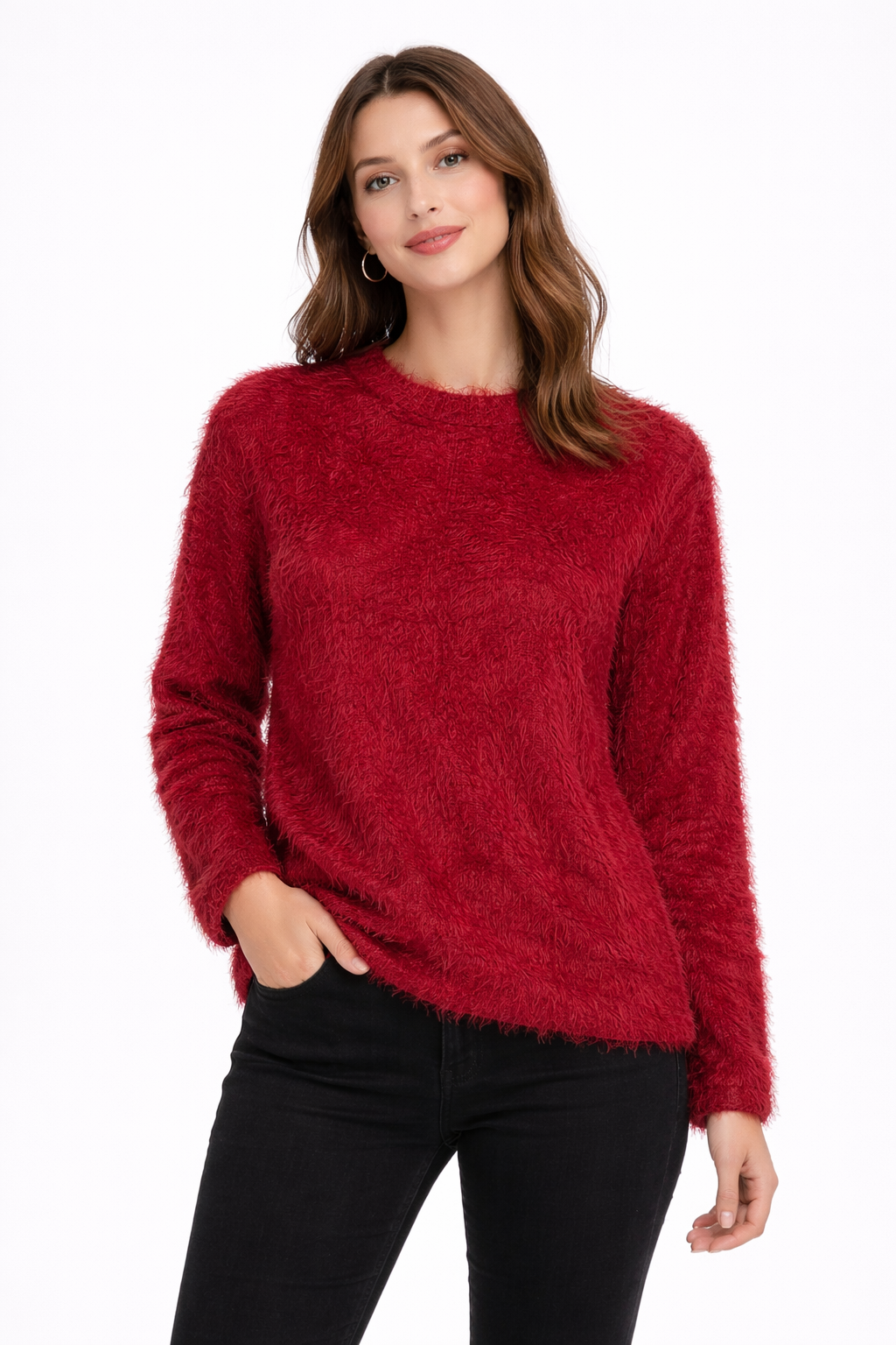 Fluffy Mock Neck Pullover