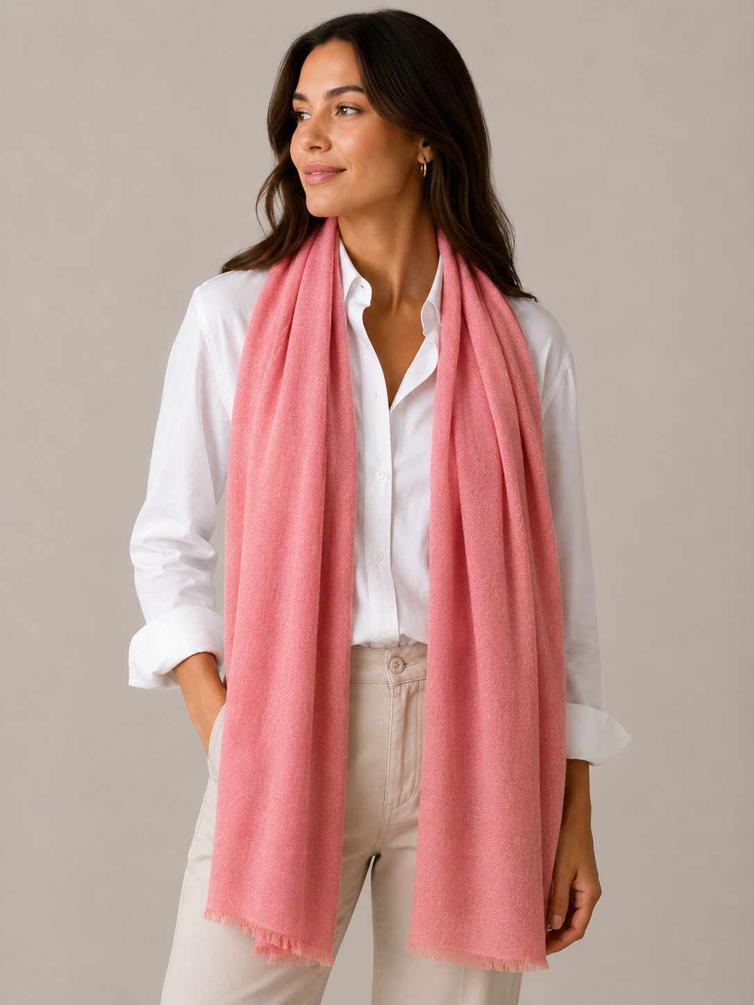 UNISEX EXTRA FINE PURE CASHMERE PATTERNED SCARF