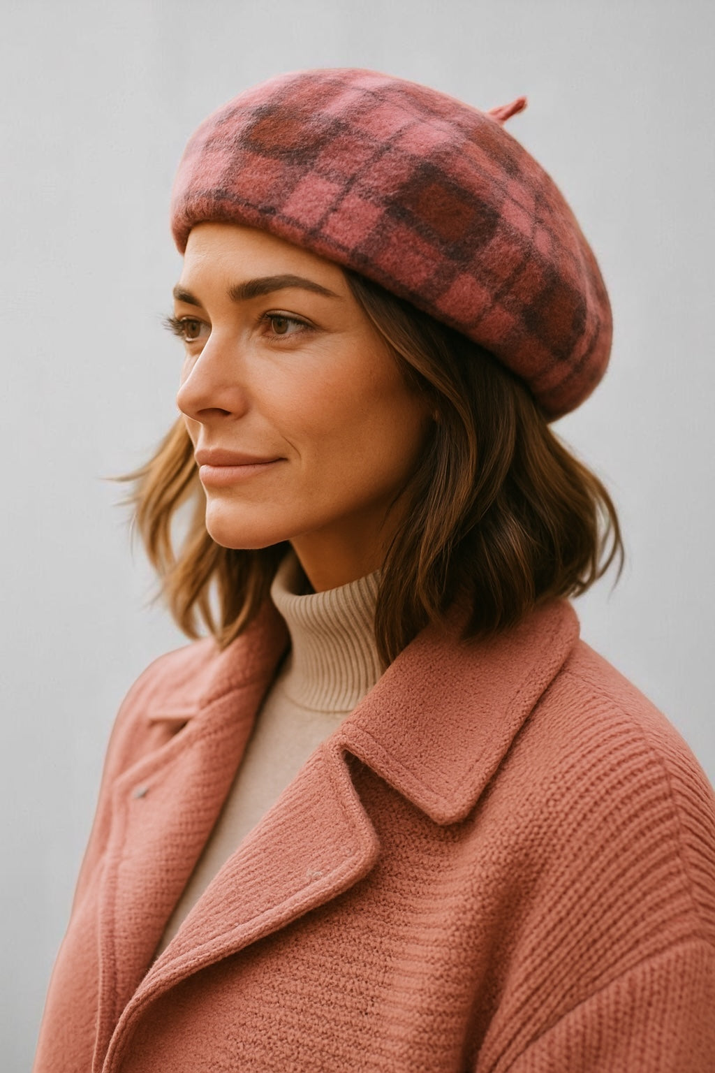 PATTERNED PURE WOOL BERET