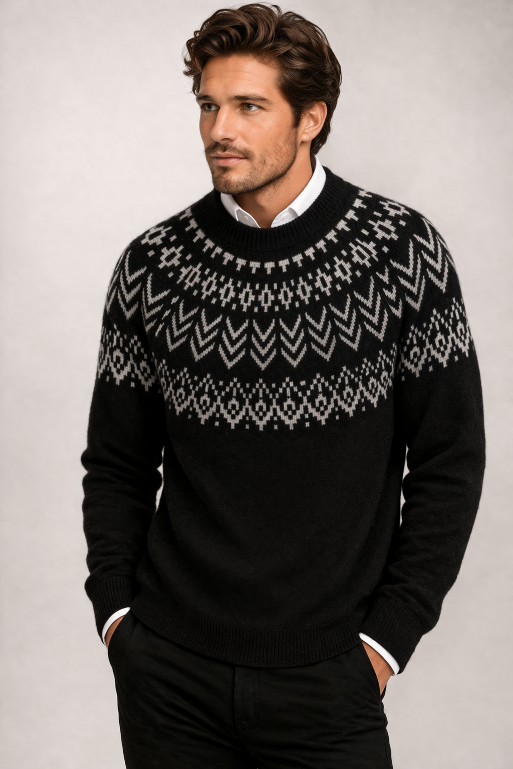 Pure Wool Mock Neck Pattern