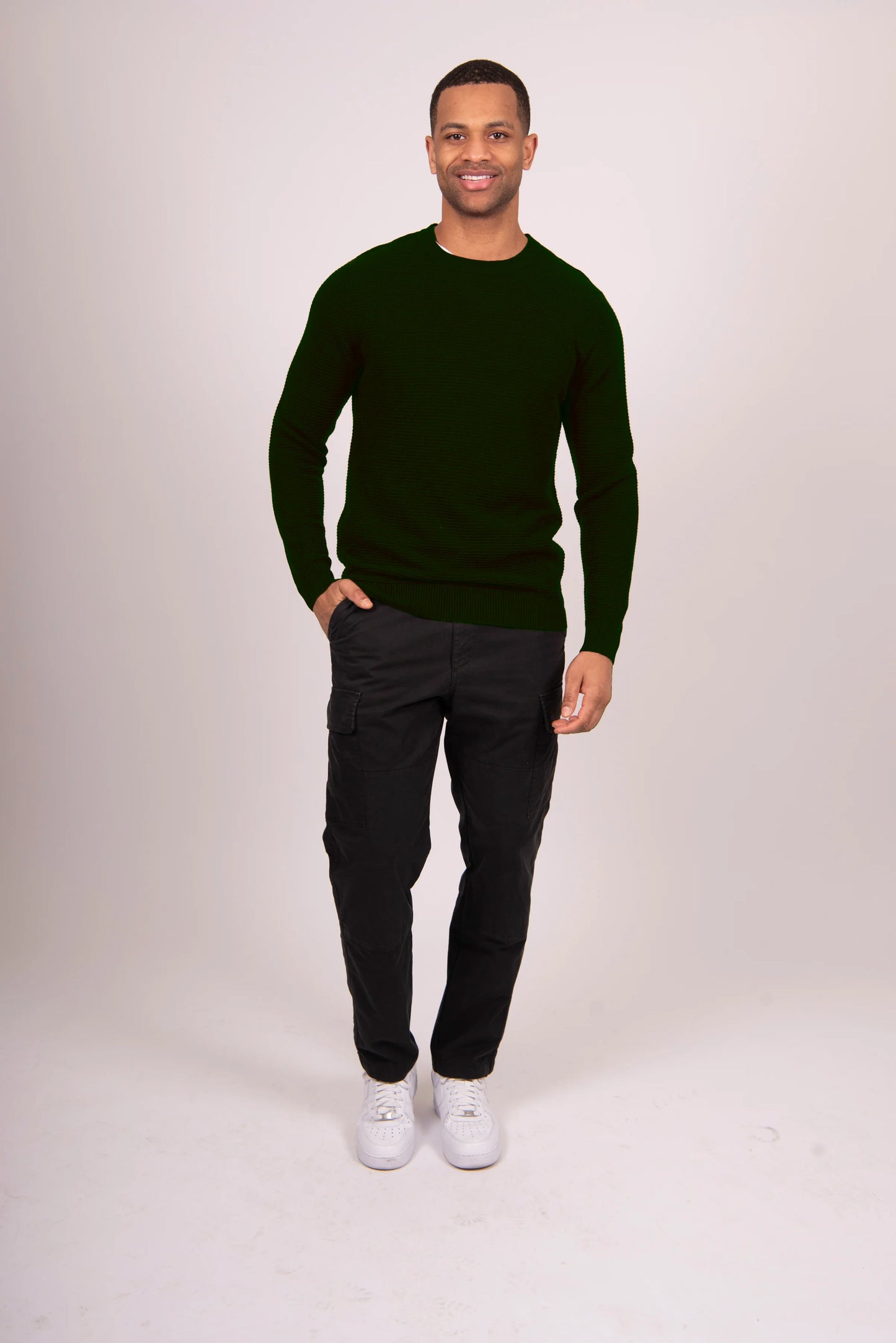 Waffle Sweater with Set in Sleeve Crew
