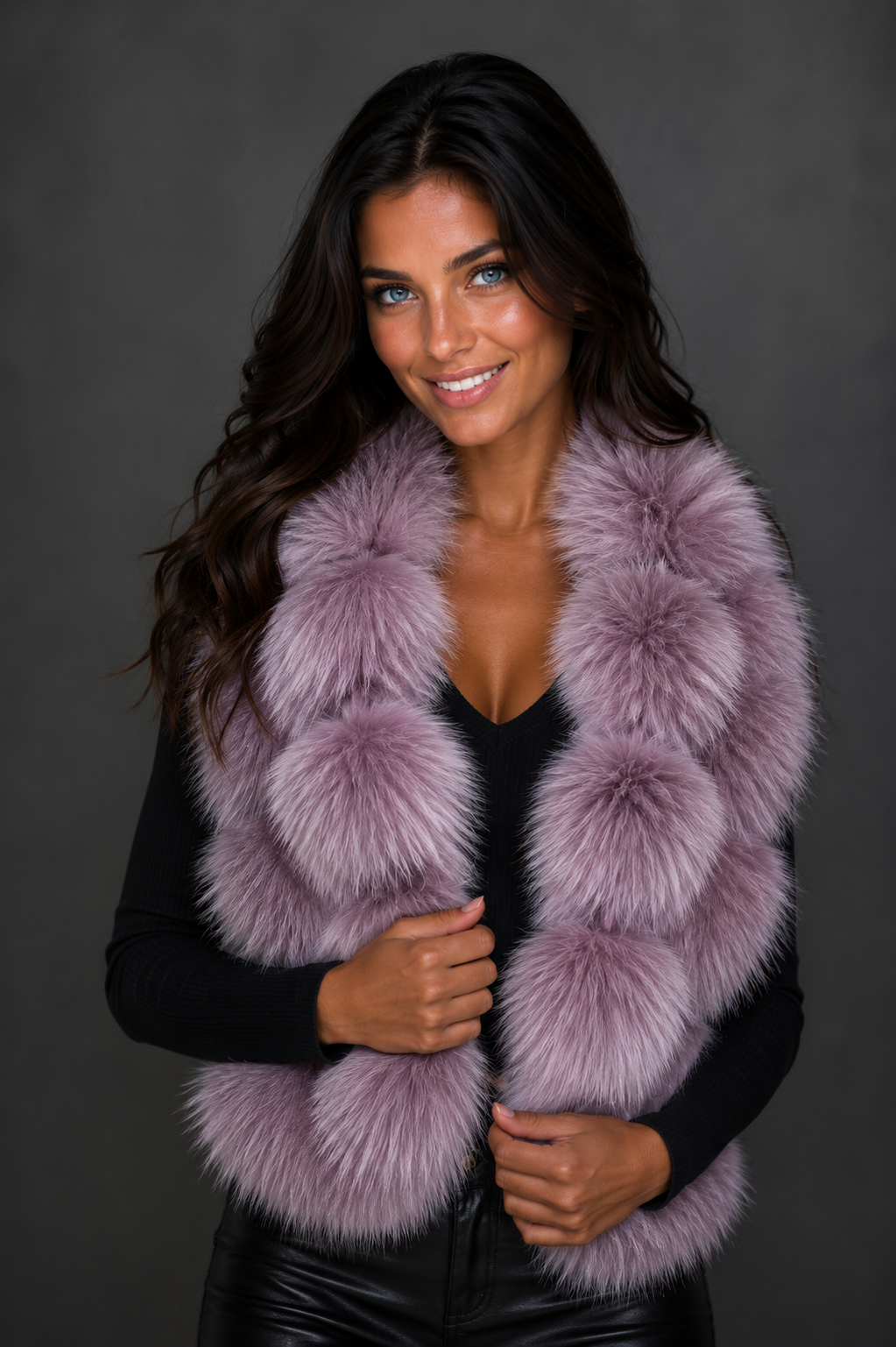 Hand-Knitted Raccoon Fur Scarf