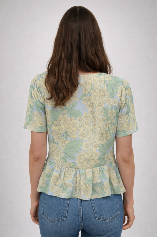 RICH & ROYAL FLORAL PRINTED SHORT SLEEVE