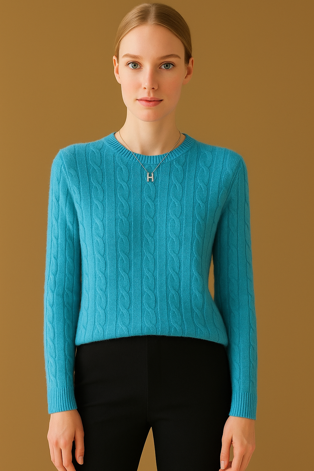 Pure Wool Cabled Crew Neck Knit on Australia