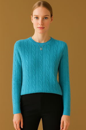 Pure Wool Cabled Crew Neck Knit on Australia