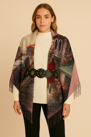 Luxury Pure Cashmere Scarf / Shawl Oil Painting Pattern