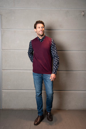 Pure Merino Wool Sleeveless Vest – Rib Basque Design