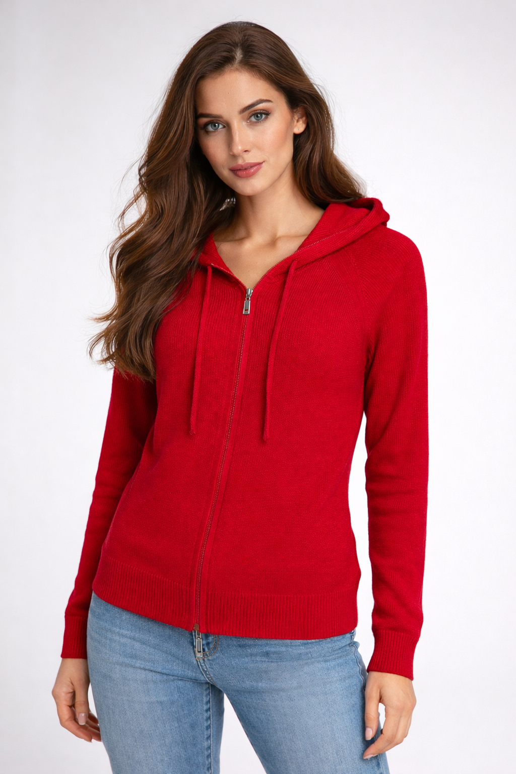 PURE CASHMERE TWO WAY FULL ZIP HOODIE NO POCKETS