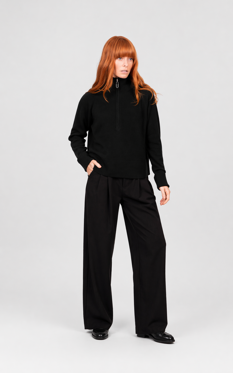 Bridge & Lord - 1/2 Zip Raglan Pullover With Turn-Up Cuffs
