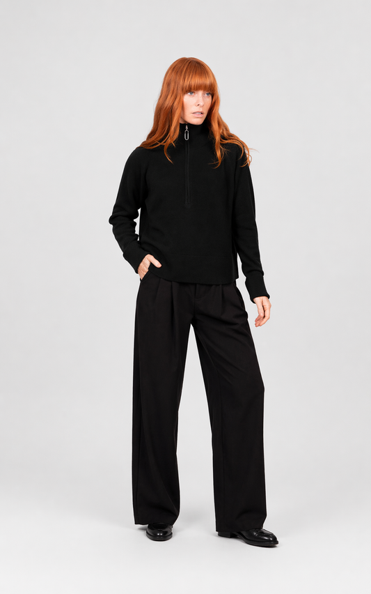 Bridge & Lord - 1/2 Zip Raglan Pullover With Turn-Up Cuffs