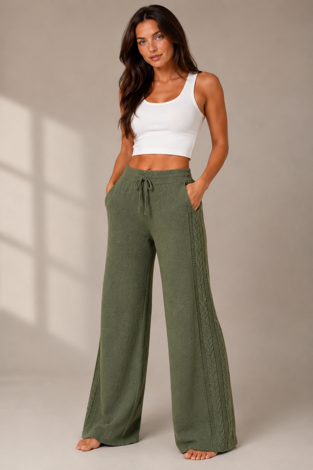 BELLA DAHL CABLE STRIPE STRAIGHT LEG PANT