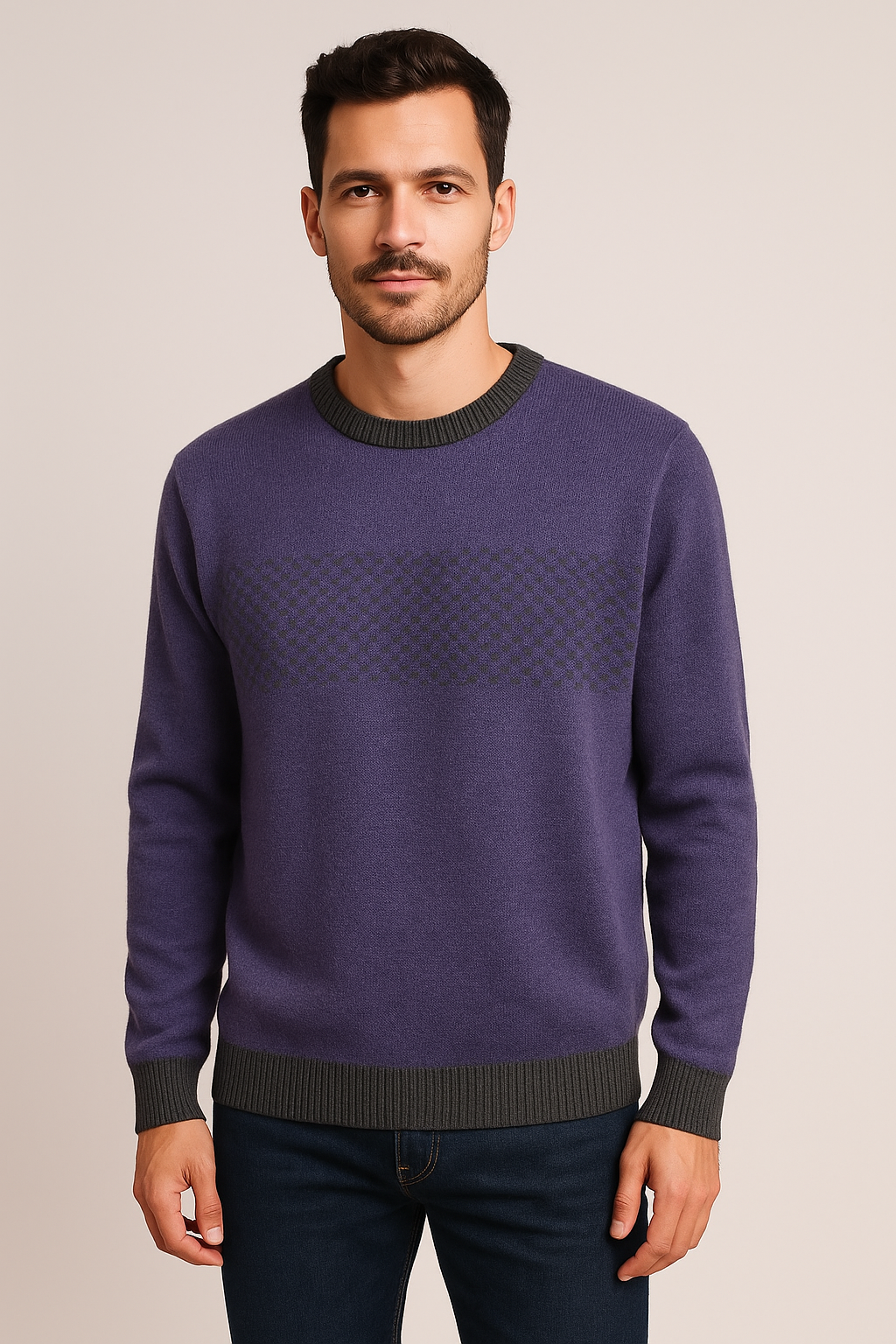 Pattern crew pullover