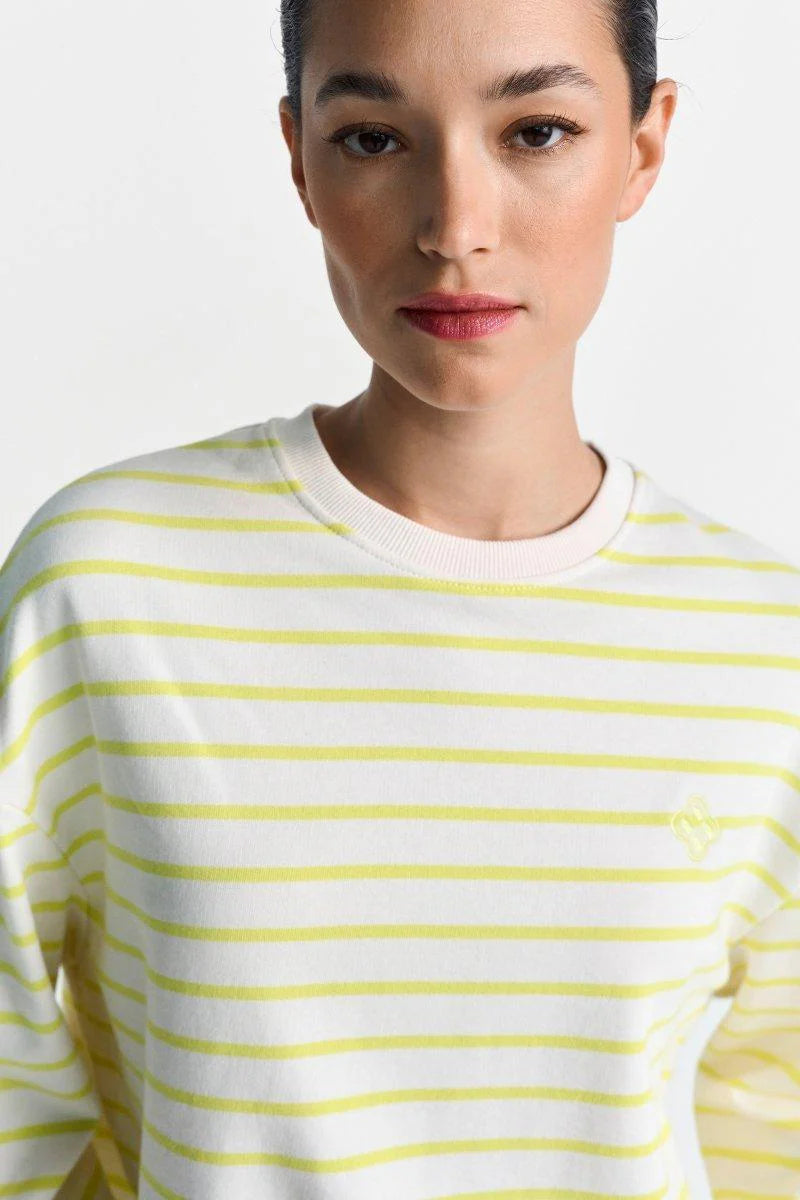 RICH & ROYAL STRIPPED CROPPED OVERSIZED SWEATER
