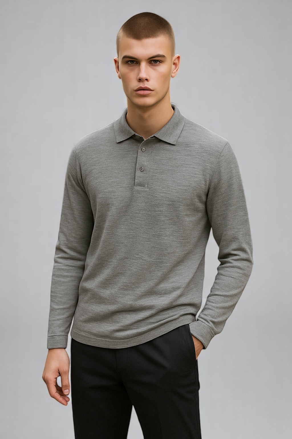 Fields Classics Pure Merino Wool Three-Button Collar