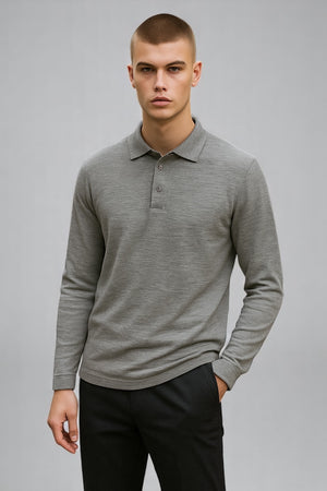 Fields Classics Pure Merino Wool Three-Button Collar Jumper – Machine Washable with Woolmark Certification