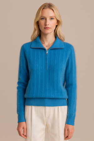 Pure Merino Wool Half Zip Cable Pullover