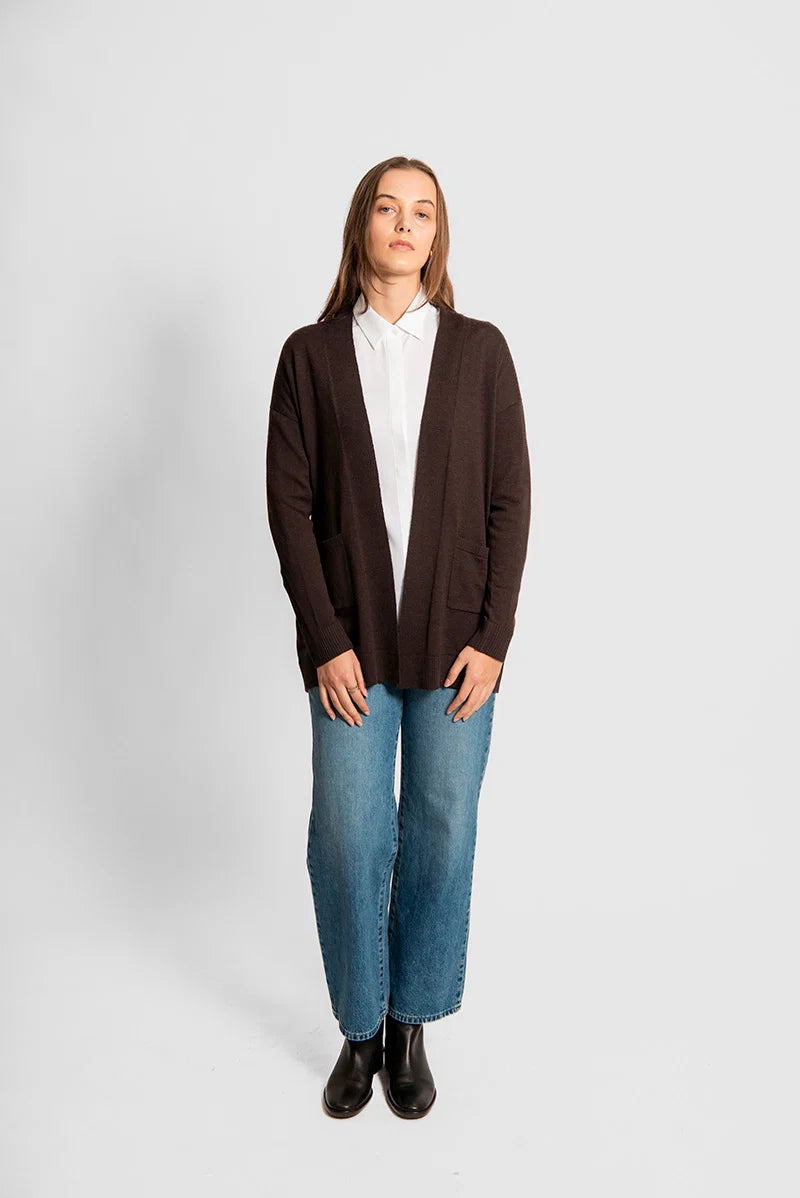 Fields - Longline Cardigan with Back Yoke and Belt