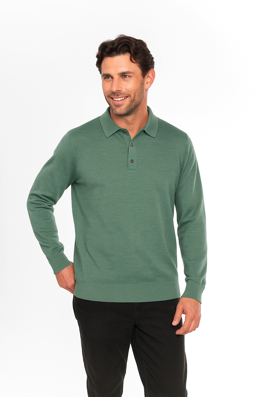Fields Classics Pure Merino Wool Three-Button Collar