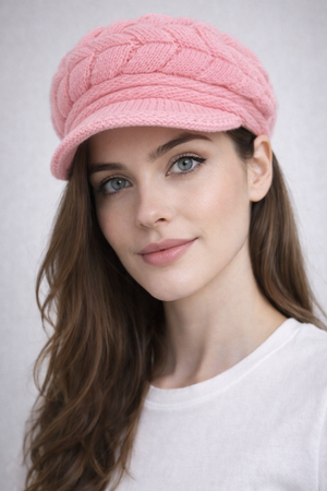Ribbed Knit Beret Hat with Thermal Lining