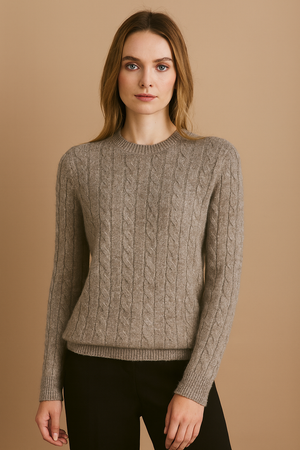 Pure Wool Cabled Crew Neck Knit on Australia