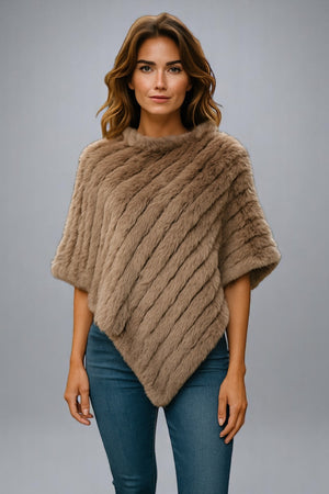 Angora Fur Knitted Natural Fur Poncho