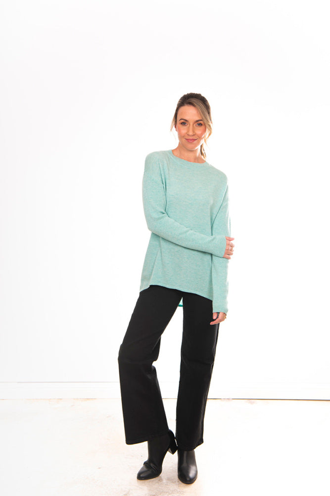HIGH NECK PULLOVER WITH TEXTURED BACK