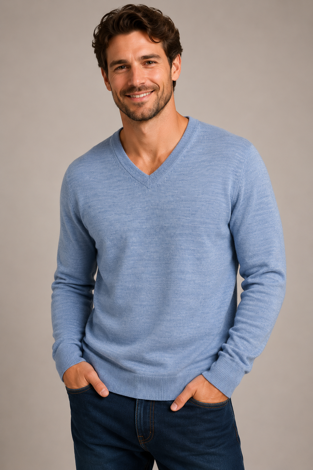 100% Merino Fine knitwear V-Neck Jumper (Copy)