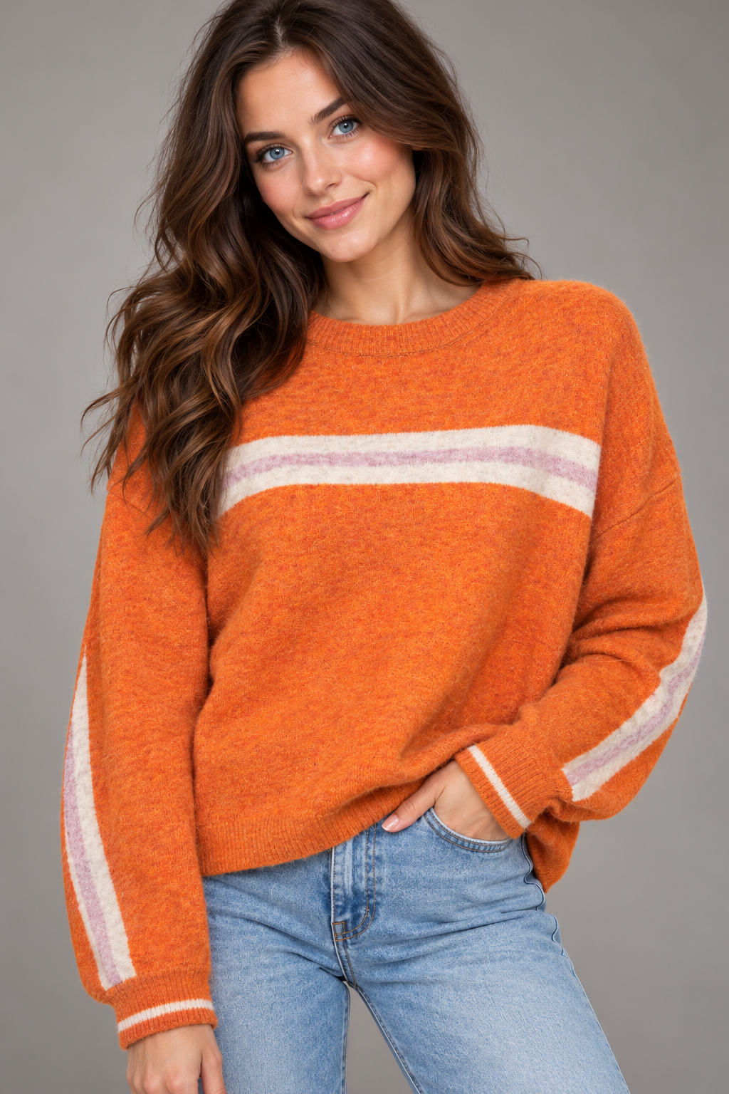 Bella - Multi Stripe Relaxed Crew Neck