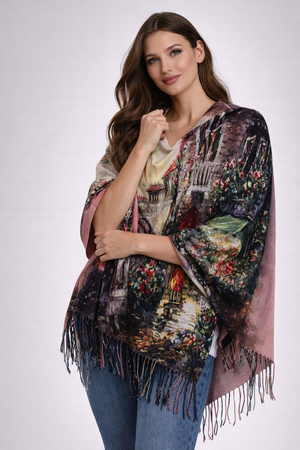 Luxury Pure Cashmere Scarf / Shawl Oil Painting Pattern