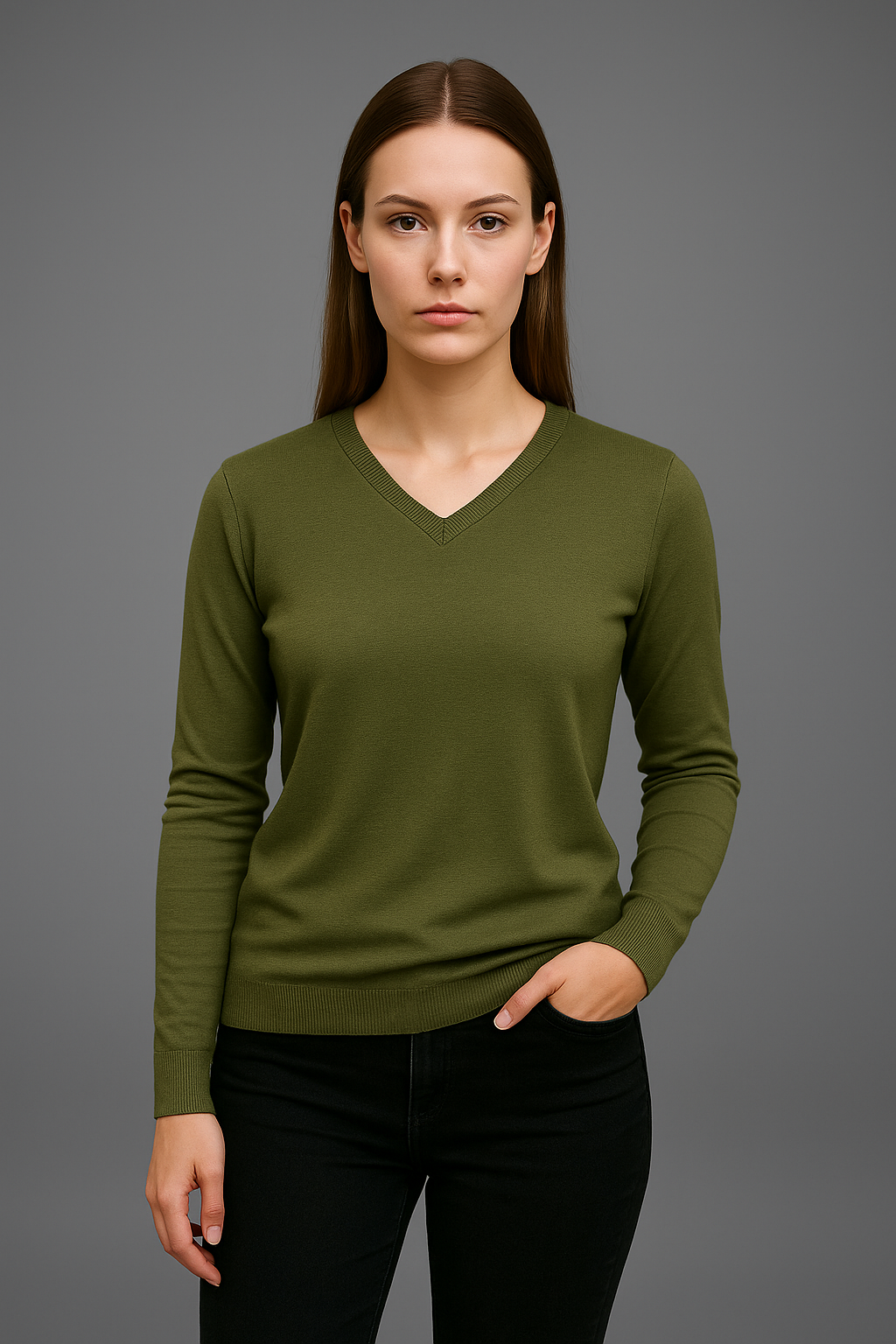 Pure Merino V-Neck Jumper Fine Gage