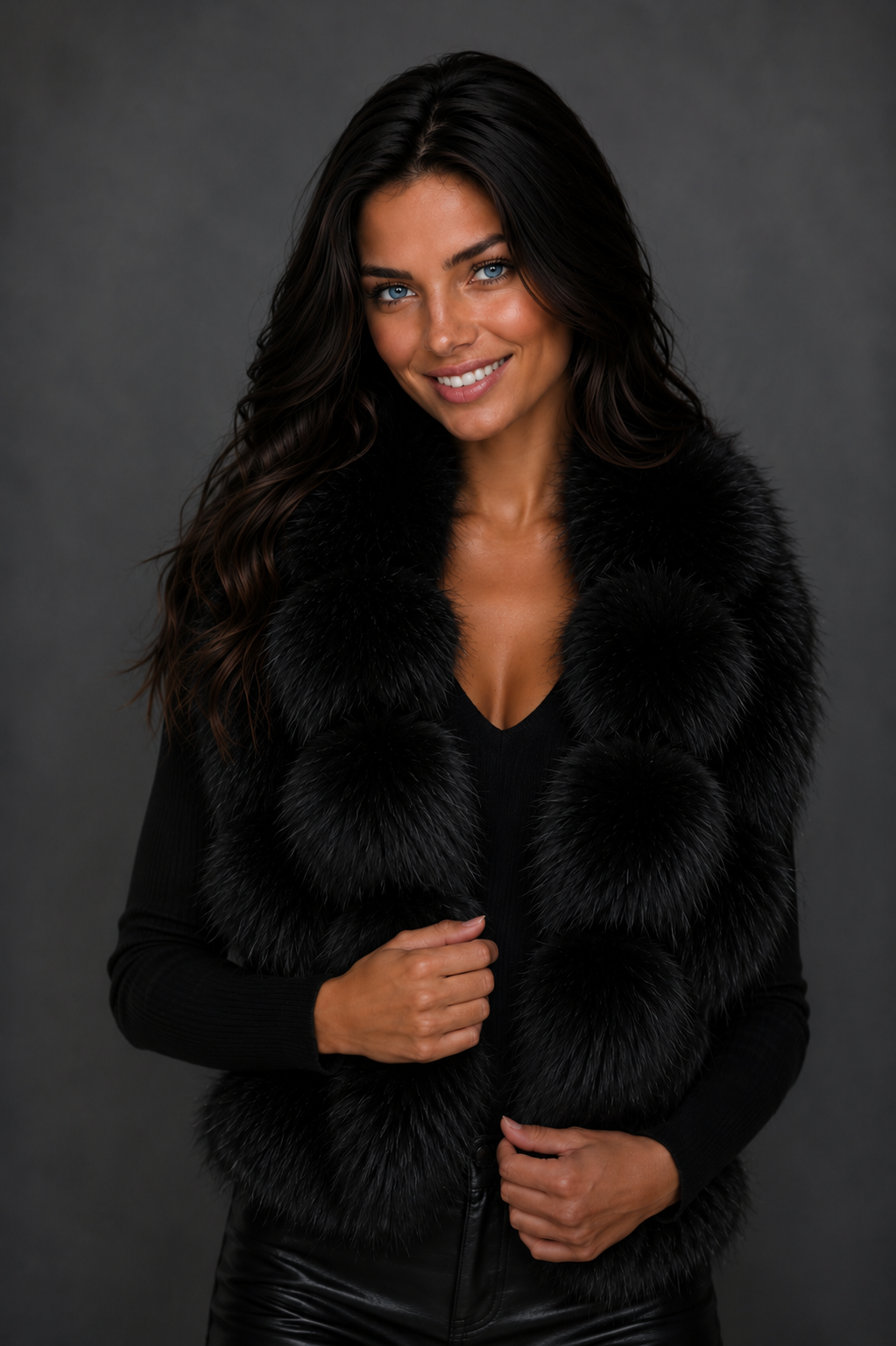 Hand-Knitted Raccoon Fur Scarf