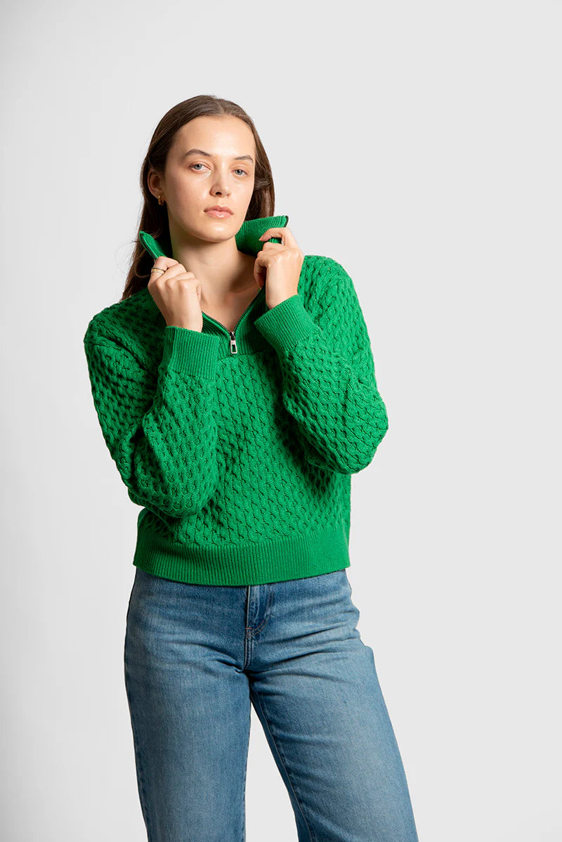Fields - Aran Honeycomb Quarter Zipper