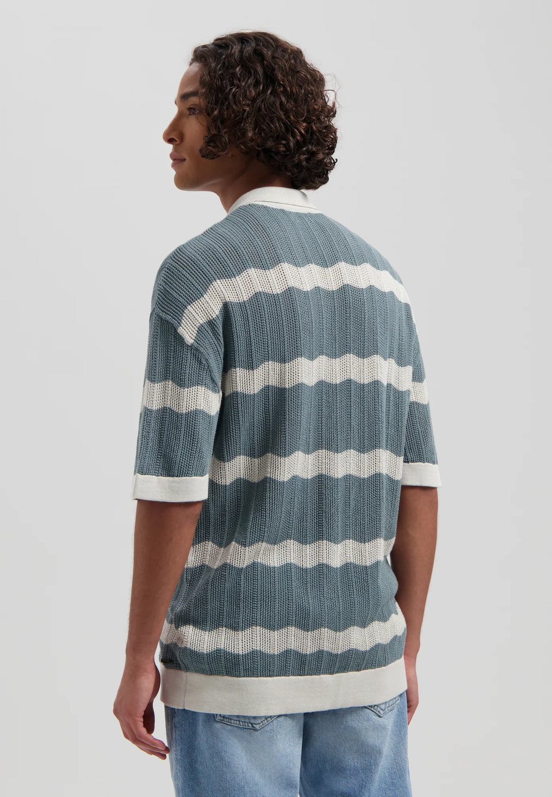 DSTREZZED TADEO SHORTSLEEVE STRIPE SHIRT IN STORMY SEA