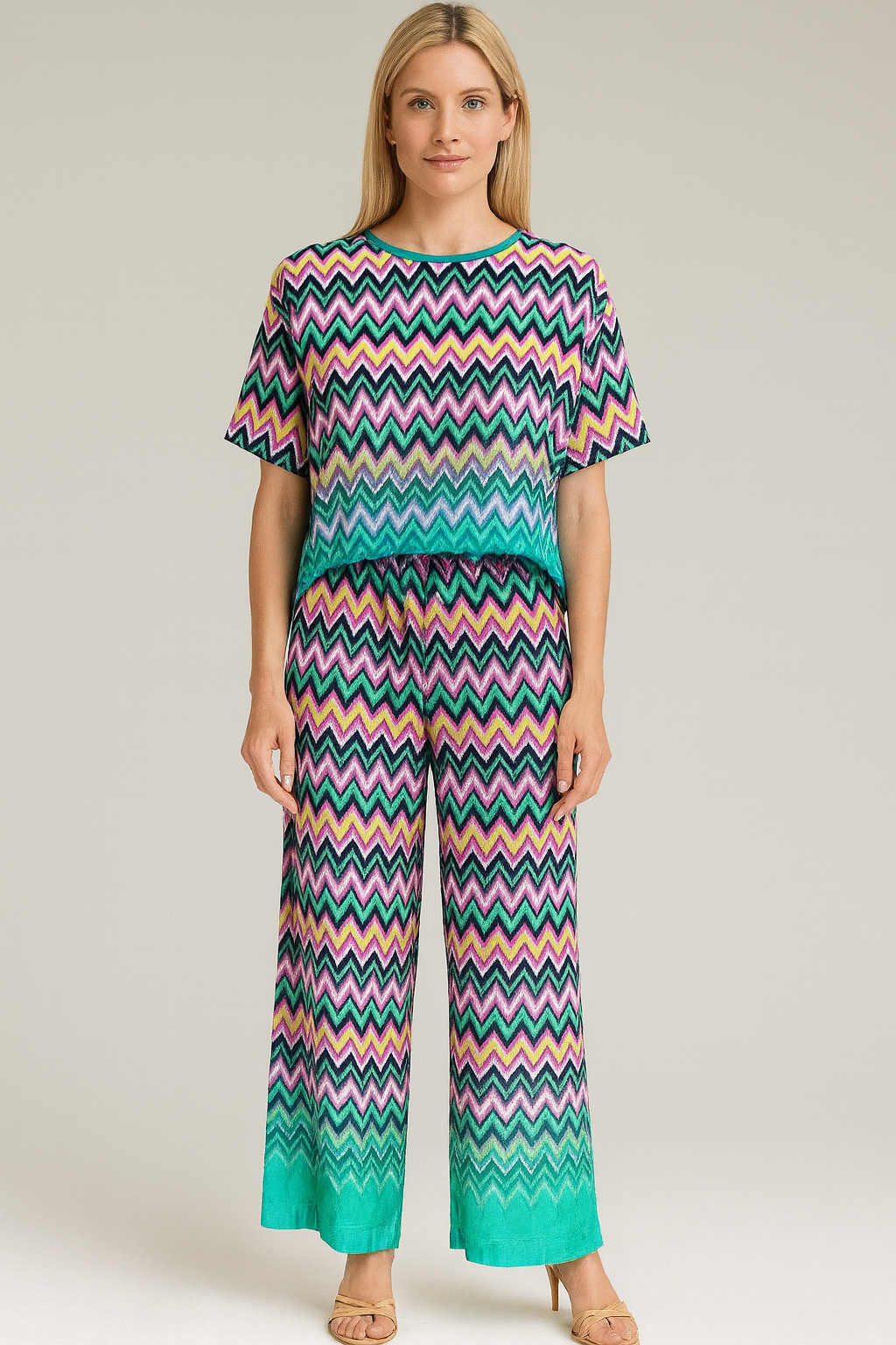 Miss Goodlife Pants And Top Bohème Blue Paradise Neon Stripes Set